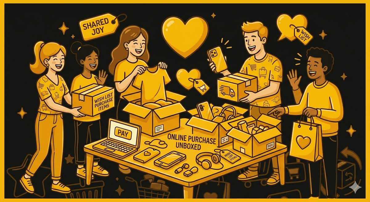 Hero image showing people sharing products and connecting with friends